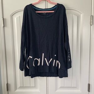 Calvin Klein Blue Oversized Boxy 3/4 Sleeve Sweatshirt